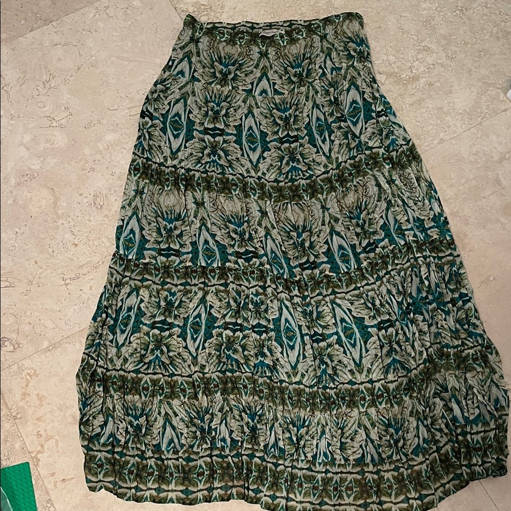 Jones New York Teal and Olive Maxi Skirt